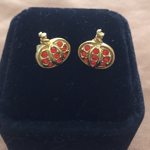 New Gold Pumpkin Earrings Orange Crystals - Picture 8 of 8